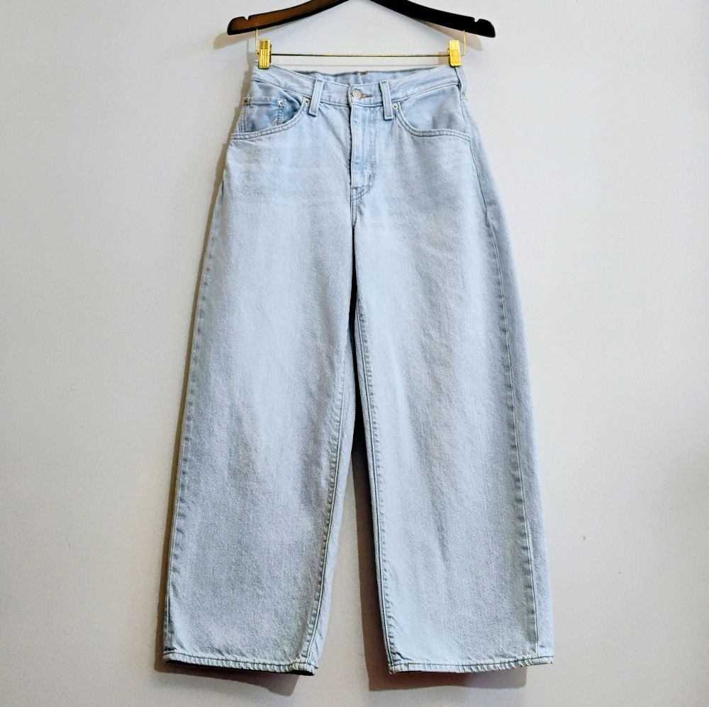 Levi's Baggy Straight Leg Light Wash Drawstring Jeans 27 - Picture 2 of 15